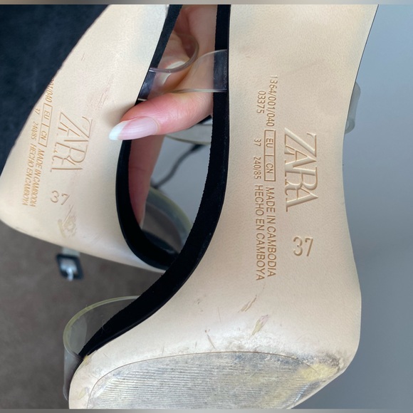 ZARA High Heels Clear Straps Black Sandals size 37 6.5 worn once comfy sexy - Picture 12 of 16